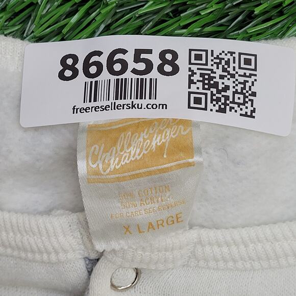 Vintage 90s MOD Sweatshirt Womens XL 23x23 Boxy White Gray - Picture 5 of 10